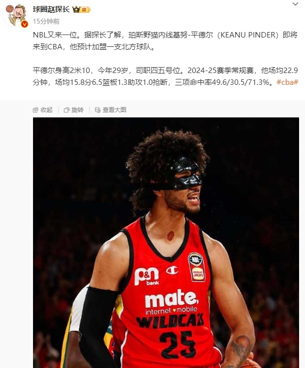  探長(cháng)：NBL內線(xiàn)基努-平德?tīng)柤磳?lái)到CBA 他預計加盟一支北方球隊
