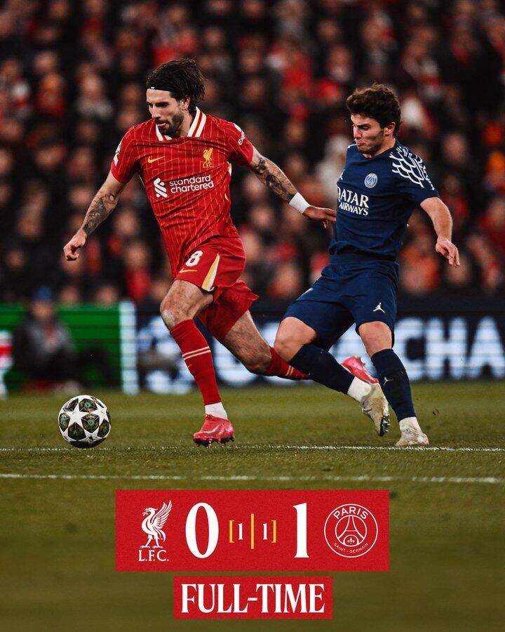  90分鐘戰報-利物浦0-1巴黎總分1-1進(jìn)加時(shí) 登貝萊破門(mén)裁判引爭議